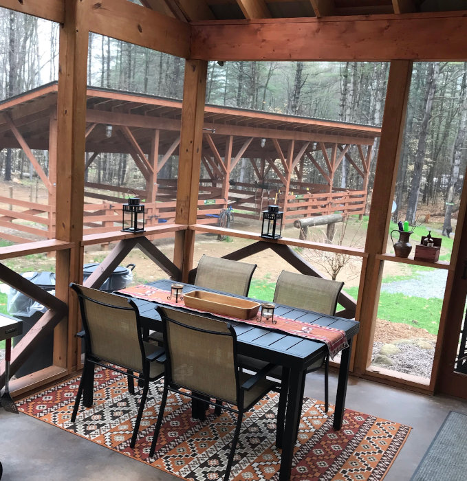 Dinning area on screened in porch